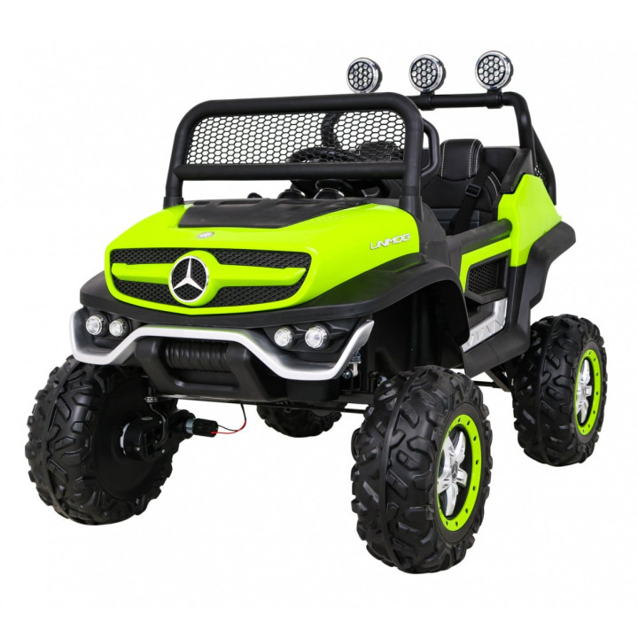 Coche eléctrico Mercedes Unimog 12V con MP3 y LED - Verde