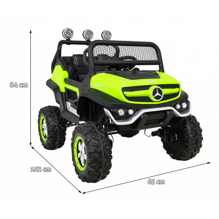 Carro elétrico infantil Mercedes Unimog 12V MP3 LED - Verde
