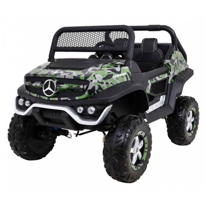 Coche eléctrico infantil Mercedes-Benz Unimog 12V biplaza - Camuflaje
