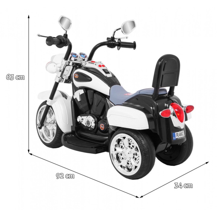 Moto elettrica bambini Chopper NightBike 6V con luci LED - Bianco