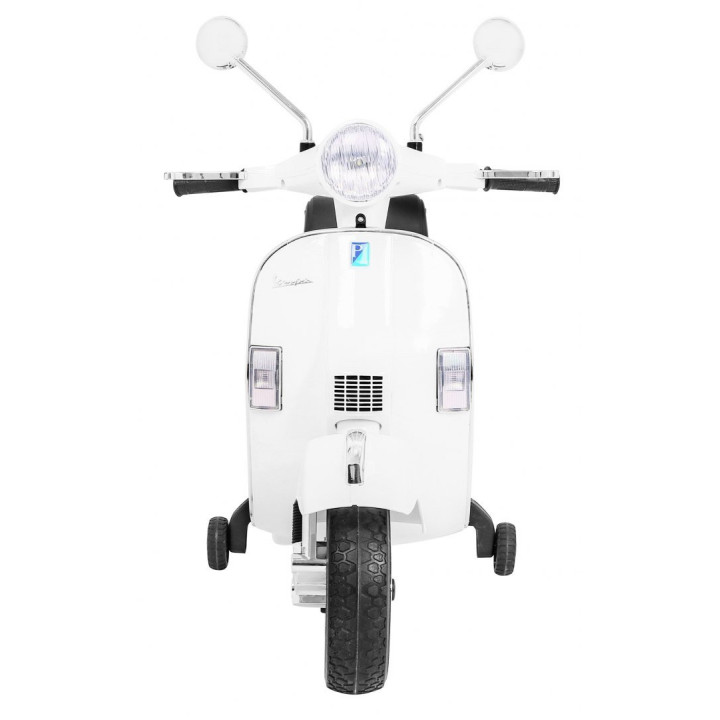 Vespa électrique enfant 12V avec MP3, USB et coffre arrière - Blanc