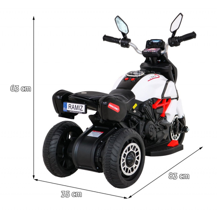 Moto eléctrica infantil Fast Tourist 6V triciclo bebé - Blanco