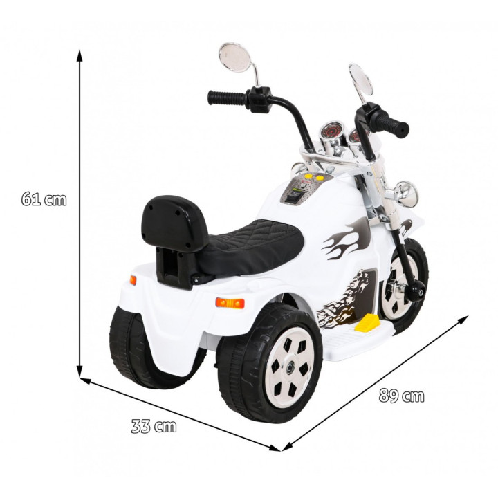Moto eléctrica infantil Chopper Hot 6V con melodías - Weiß