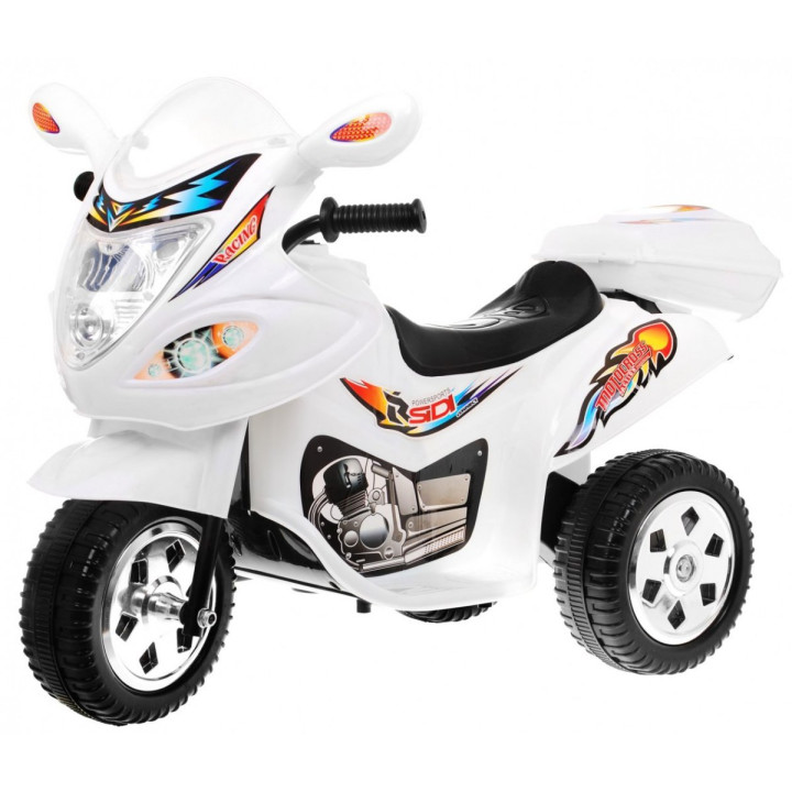 Mini moto eléctrica infantil 6V con luces LED y sonidos - Weiß