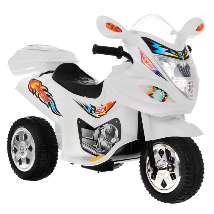 Mini moto elettrica bambini 6V con luci LED e suoni - Bianco
