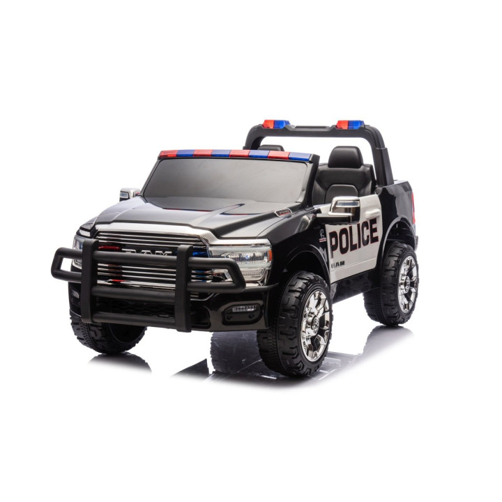Kinder Elektroauto Geländewagen RAM 3500 Polizei 24V mit Sirene - Schwarz