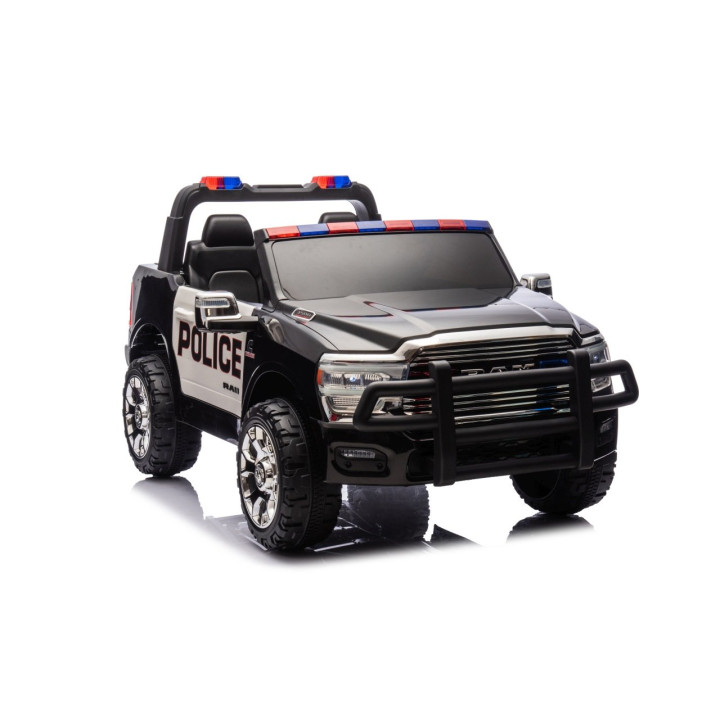 Kinder Elektroauto Geländewagen RAM 3500 Polizei 24V mit Sirene - Schwarz