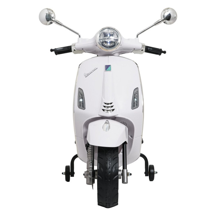 Moto eléctrica infantil Vespa Roma 12V MP3 y LED - Blanco