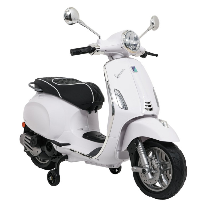 Moto elettrica bambini Vespa Roma 12V MP3 e LED - Bianco