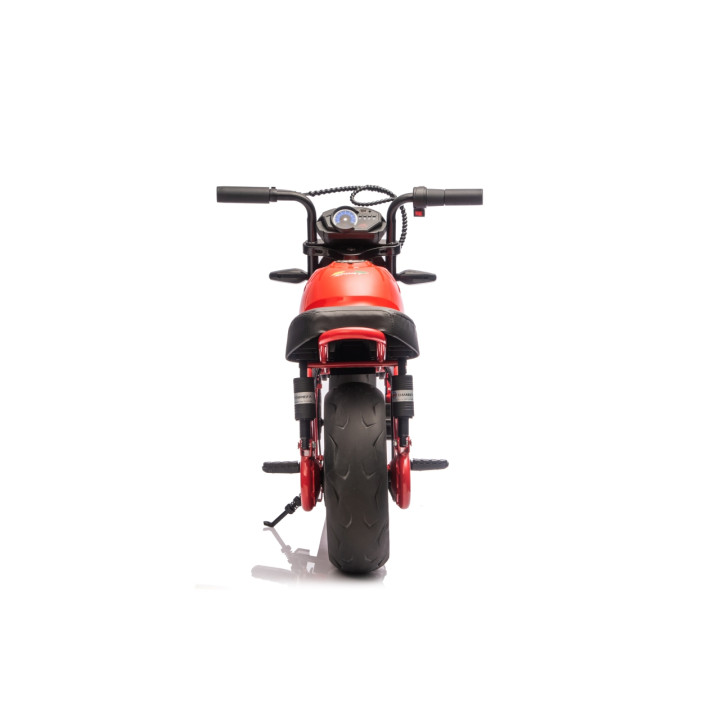 Moto elettrica bambini Supermoto 24V MP3 e LED - Rosso