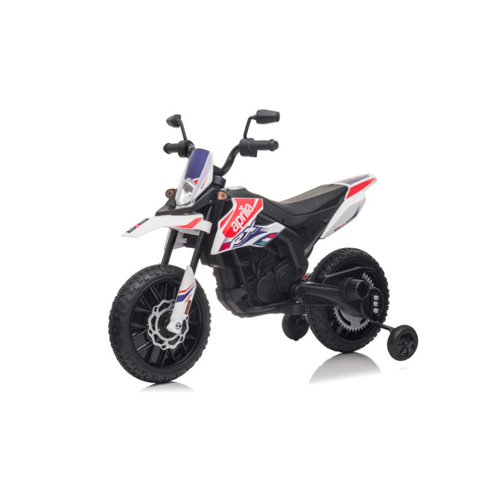 Aprilia RX 12V Kids Electric Motorbike with MP3 and LED - White