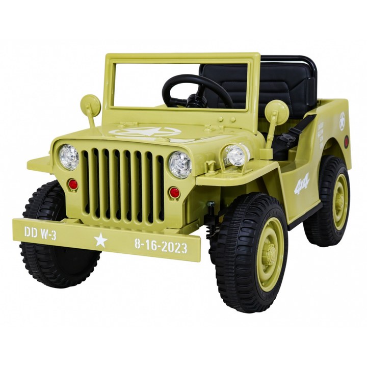 Retro Military Ride On Car 12V with MP3 and LED - Beige