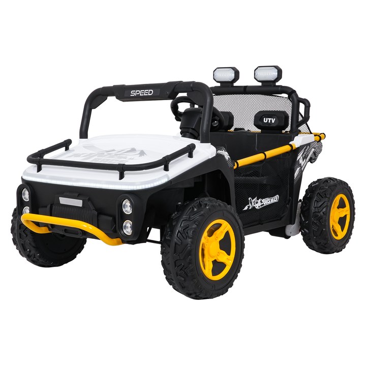 Buggy électrique enfant 24V 2 places UTV avec MP3 et Bluetooth - Blanc