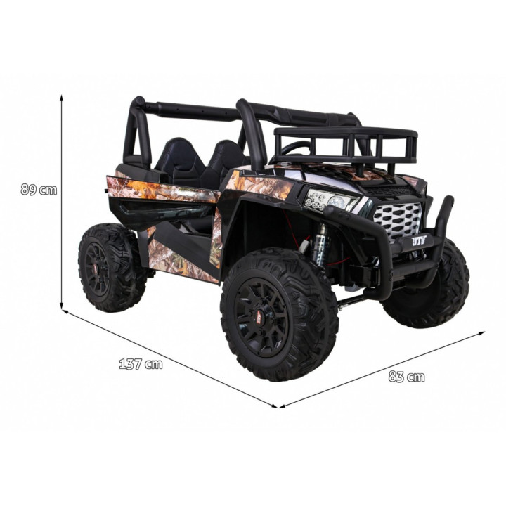 Buggy UTV enfant 24V biplace suspension réglable - Noir