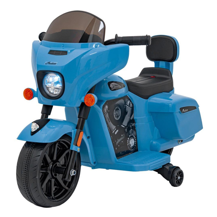 Moto chopper eléctrica infantil Indian 6V con LED - Blau