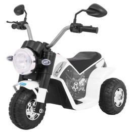 Trimota elétrica infantil MiniBike 6V banco pele e LED - Branco