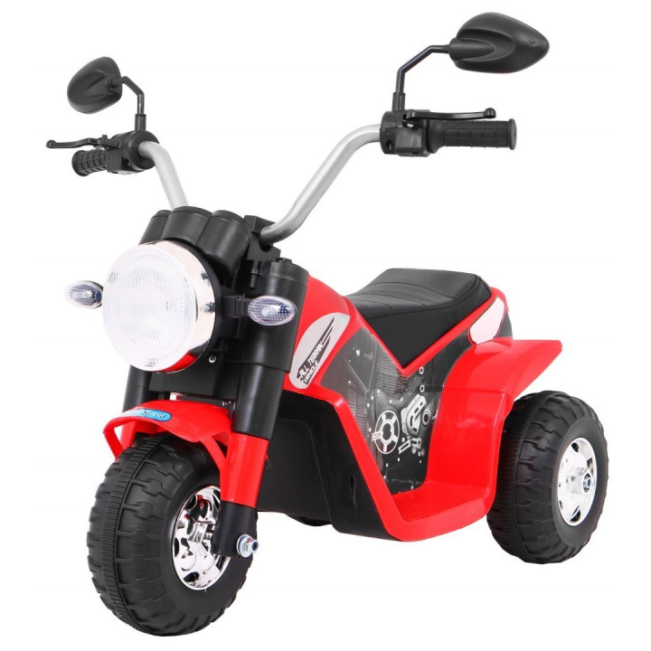 Trimoto elettrica bambini MiniBike 6V sella pelle e LED - Rosso